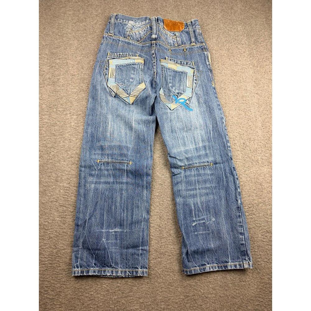 Vintage Rocawear Jeans Kids 10‎ Blue Denim Patchwork Distressed Y2K Baggy